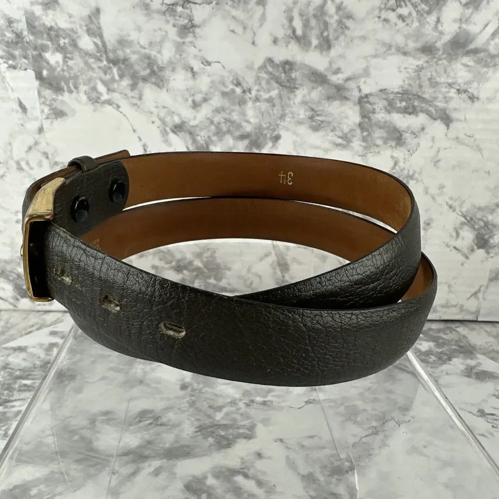 Vintage‎ Plymouth Brown Glove Tanned Grasso Grain Leather Dress Belt Size 34